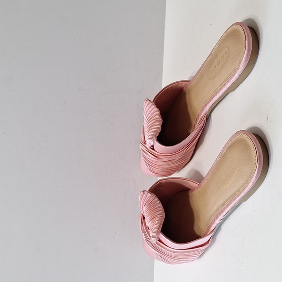 Scoop NYC Pink Coquette Romantic Crinkle Satin Pointed Toe Slip On Mules Size 11 - Picture 9 of 11